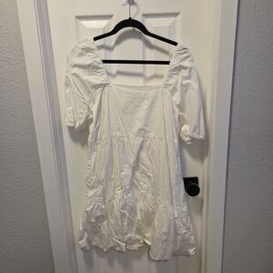 Chic White Puff Sleeve Mini Dress